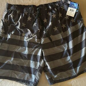 Kanu Surf Swim Shorts Black American Flag Design Lightweight Quick Dry 5X New